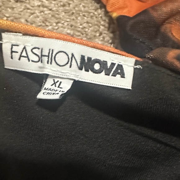 Fashion Nova One-Shoulder Dress in Orange and Black - Picture 8 of 8